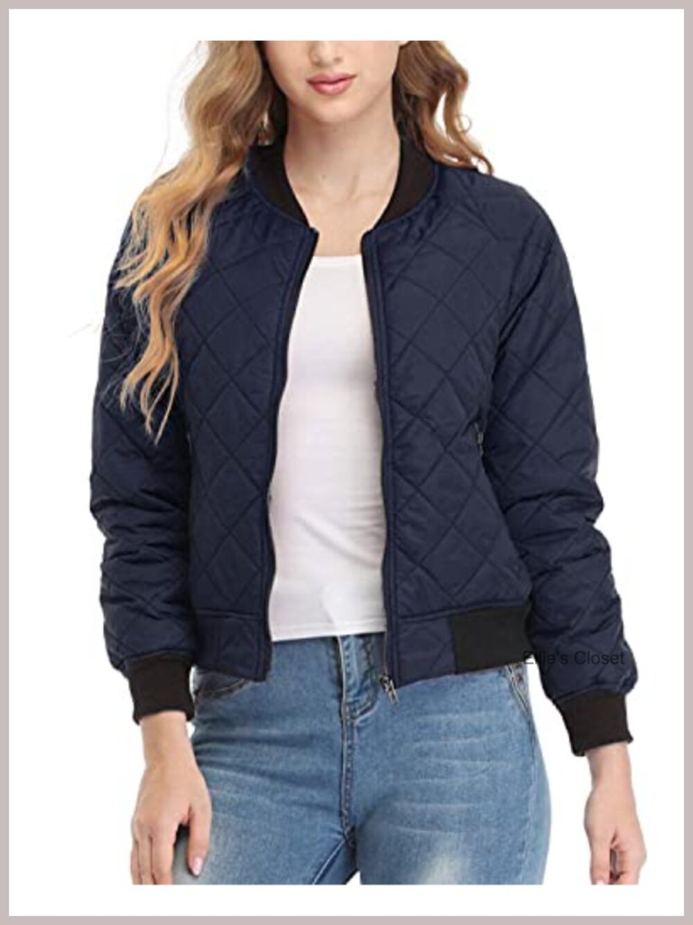 Women's Quilted Lightweight Bomber Jacket Zip Up Casual Outerwear Pockets